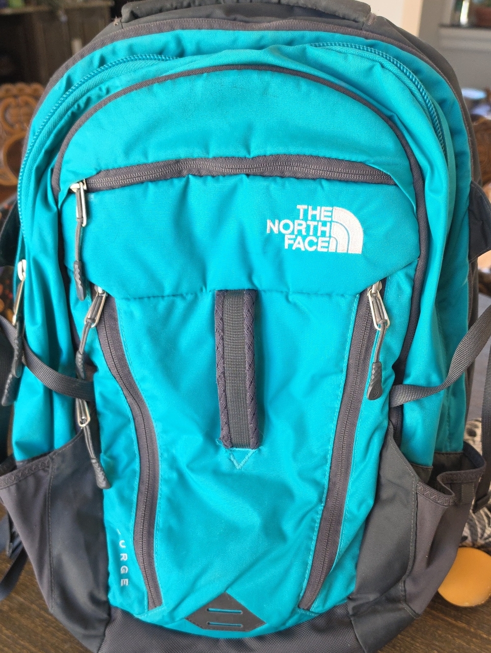 The North Face Teal, Gray and Black Backpack